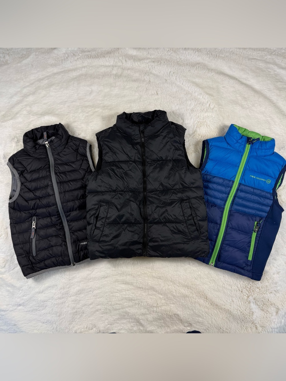Lot 3  Quilted Boys Puffer Vest - Free Country & Old Navy XS/S Back To School